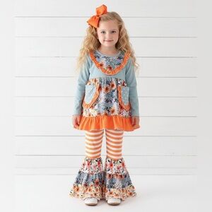 Boutique Mint & Orange Ruffle Pant Set, girl's, kids